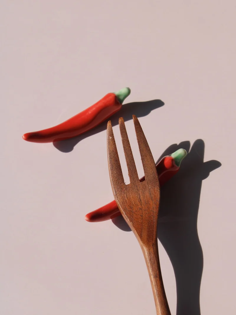 Chili Ceramic Chopstick Rest Set