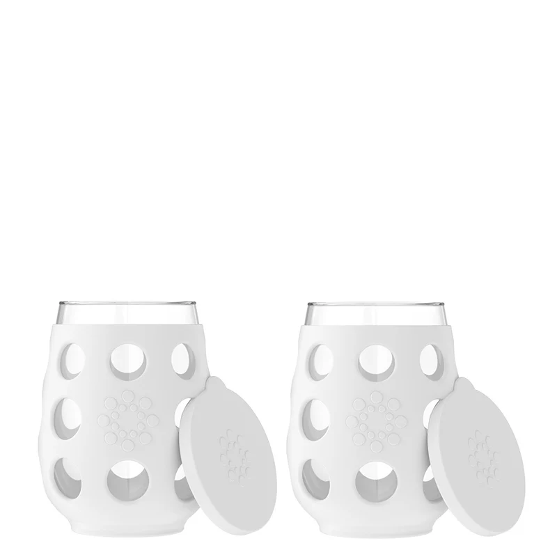 17oz Wine Glasses & Wine Glass Covers Optic White Bundle