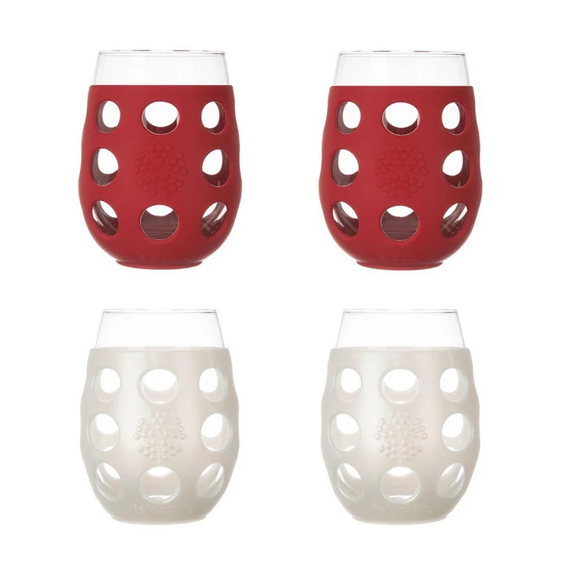 17oz Wine Glass with Silicone Sleeve-4 Pack Holiday Set