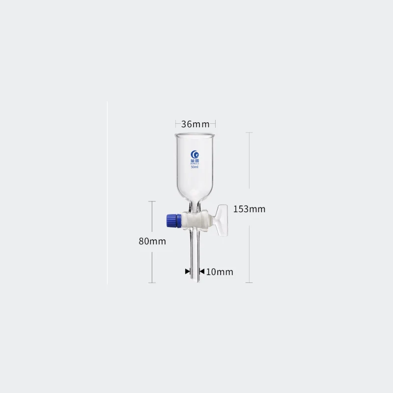 Imbuto cilindrico con rubinetto in vetro, da 50 a 1.000 ml