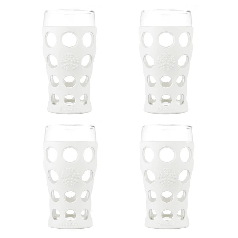 20oz Beverage Glass with Silicone Sleeve -4 Pack