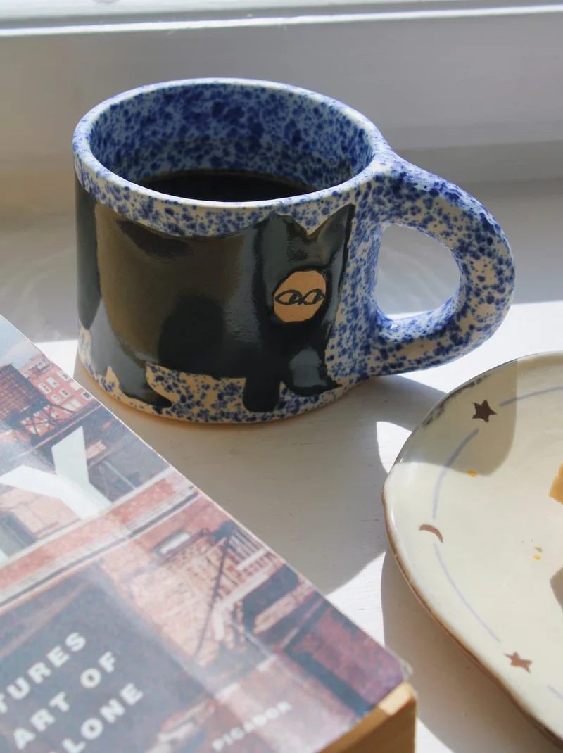 Midnight Ceramic Cat Mug