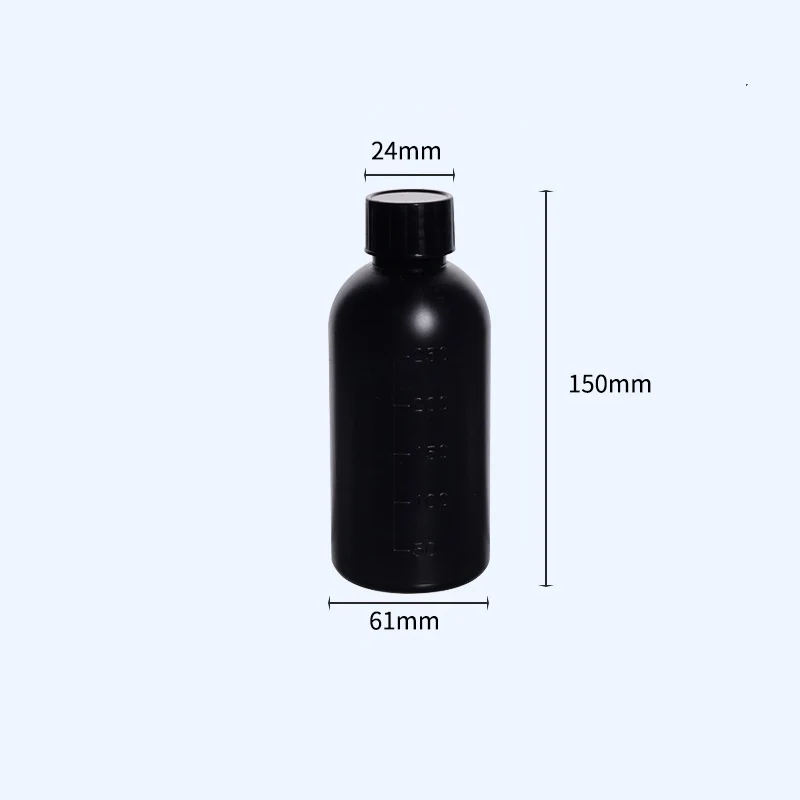 Bottiglie a bocca stretta con tappo a vite, plastica HDPE, nero, capacità da 250 ml a 1.000 ml