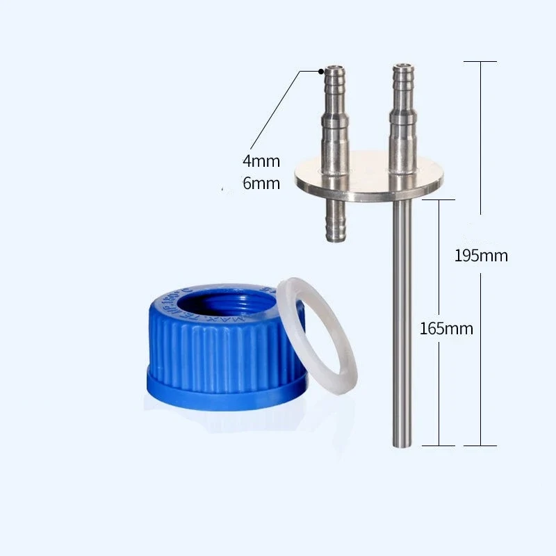 Distributore multiplo con 2 connettori in acciaio inox per bottiglie HPLC con tappo a vite GL45