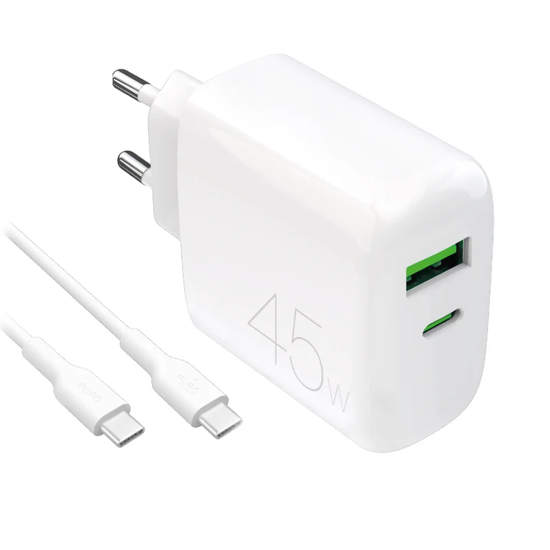 Kit Energia 45W USB‑A/USB‑C + cavo USB‑C