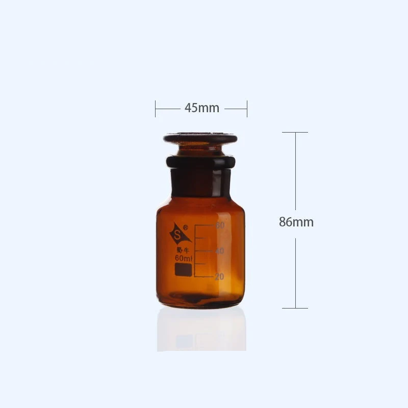 Bottiglia a bocca larga, vetro marrone, graduata, da 60 ml a 1.000 ml