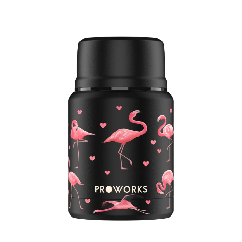All Black Flamingo Food Flask