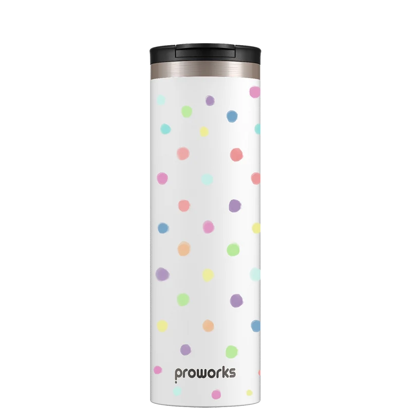 All White Polka Dot Travel Mug
