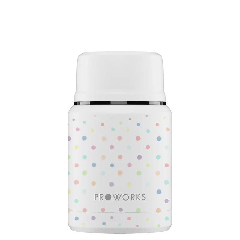 All White Polka Dot Food Flask