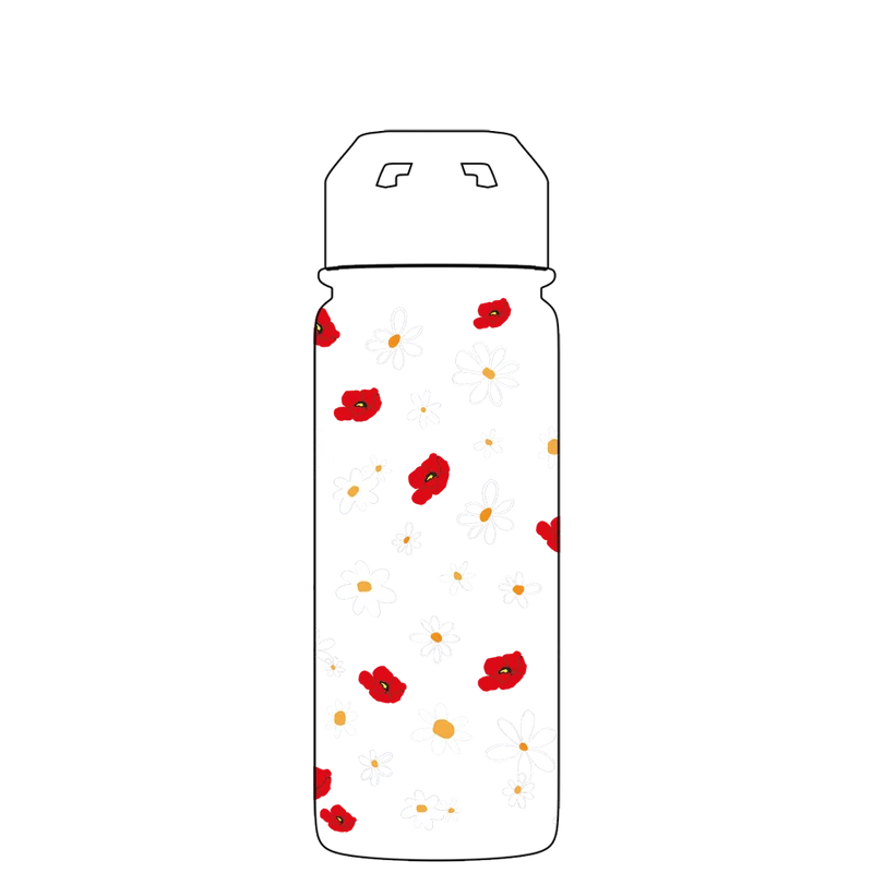 Water bottle with straw - Gen 2 Daisy Pattern