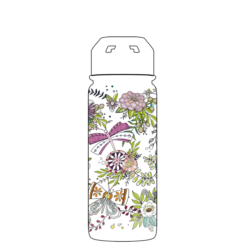 Water bottle with straw - Gen 2 Butterfly Beauty Pattern
