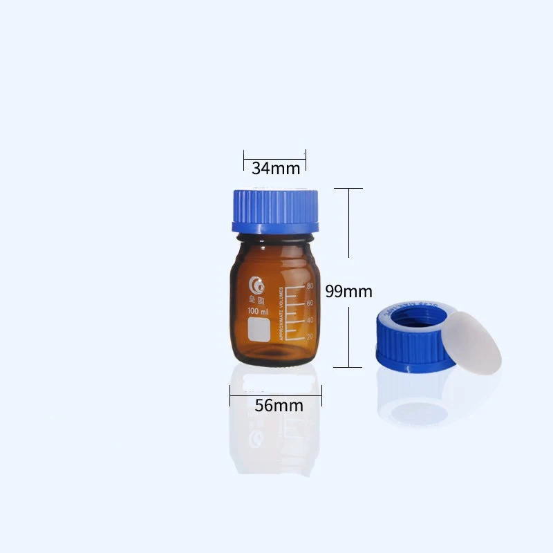 GL45 Flacone con tappo a vite, tappo a vite con foro e setto, vetro marrone, da 100 ml a 1000 ml
