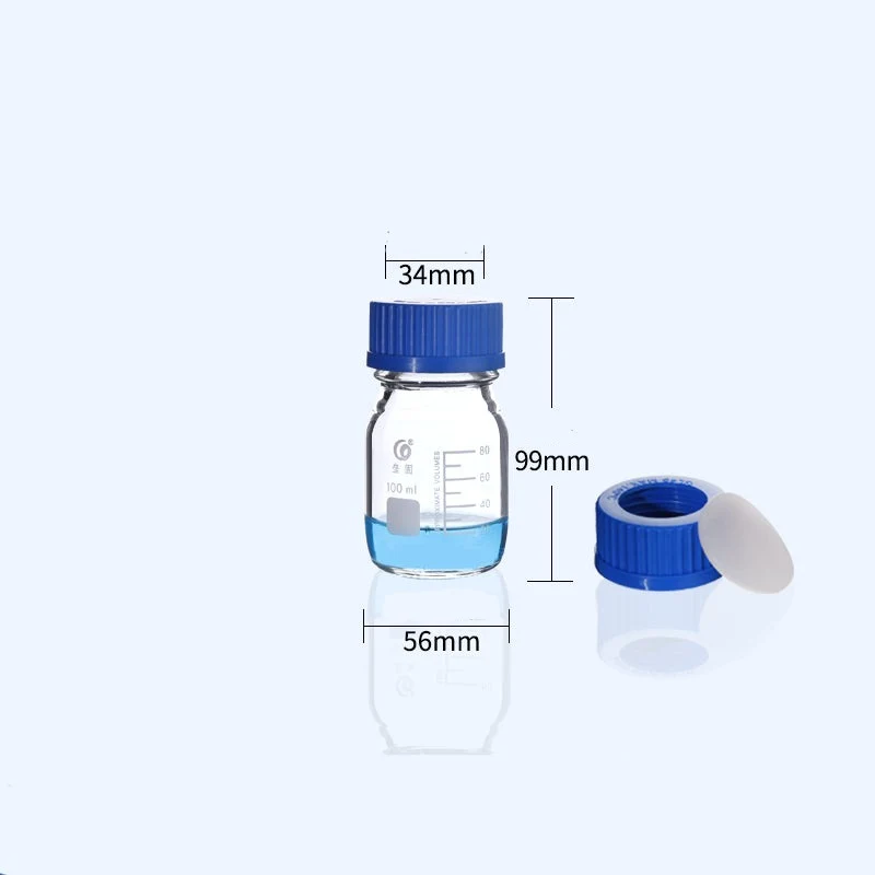 GL45 Flacone con tappo a vite, tappo a vite con foro e setto, vetro trasparente, da 100 ml a 2000 ml