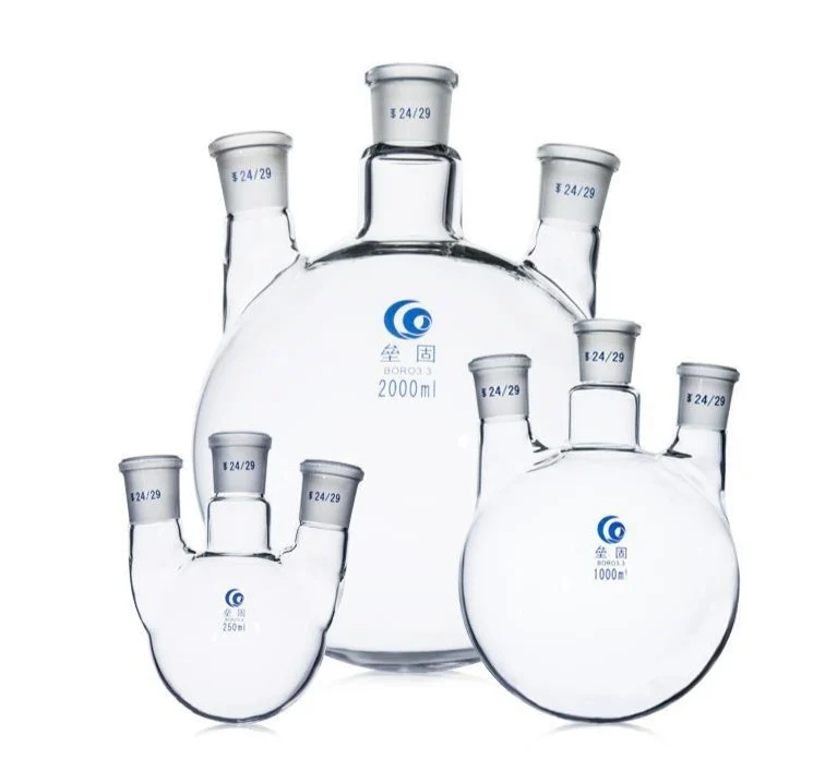 Pallone a tre colli a fondo tondo, colli laterali paralleli, da 50 ml a 20.000 ml