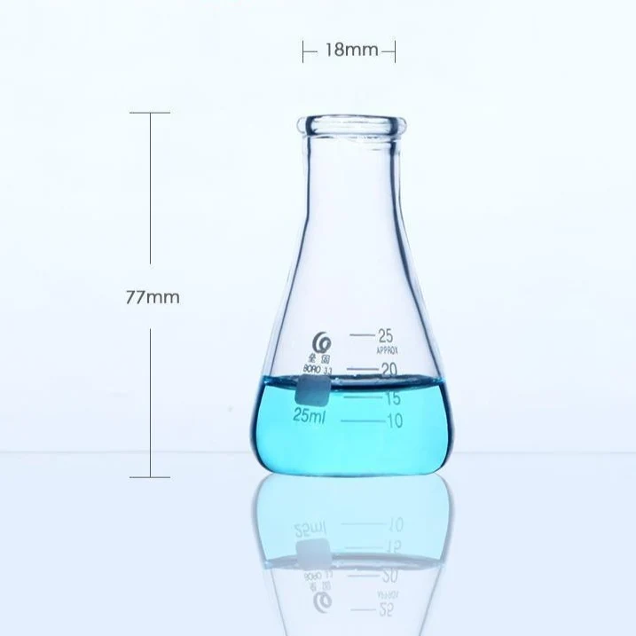 Beuta da erlenmeyer a collo stretto, resistente, vetro trasparente, da 25 ml a 5.000 ml