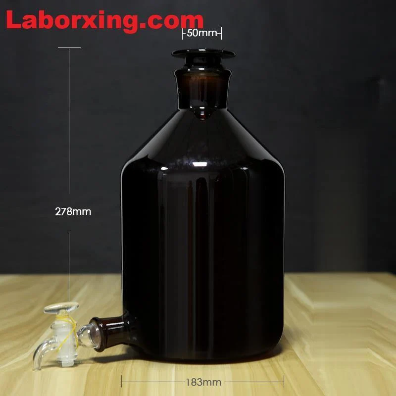 Flacone aspiratore con tappo e rubinetto, vetro marrone, da 2.5 L a 20 L