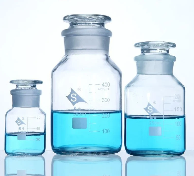 Bottiglia a bocca larga, vetro trasparente, graduata, da 60 ml a 20.000 ml