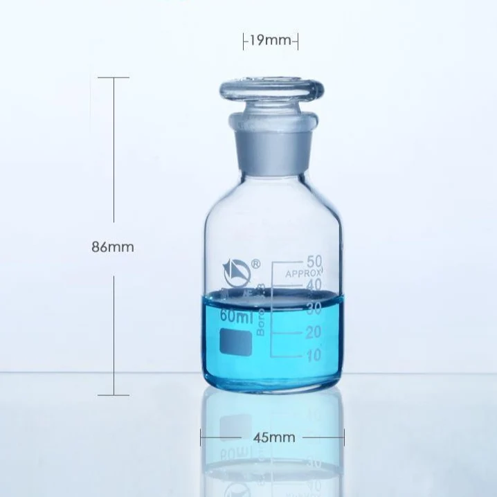 Bottiglia a bocca stretta, vetro trasparente, graduata, da 60 ml a 20.000 ml