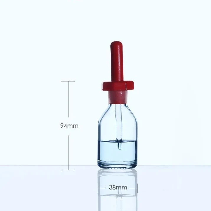 Flacone contagocce con pipetta e coperchio, vetro trasparente, da 30 ml a 125 ml