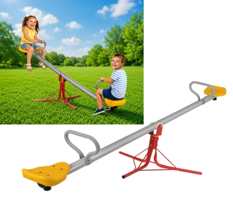 Altalena da giardino per bambini, 2 in 1, in metallo, per esterni, con pendolo a 360°