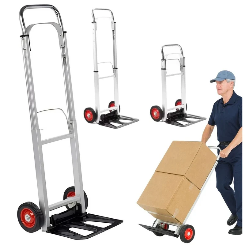 Carrello portapacchi pieghevole in alluminio per magazzino, portata 90 kg