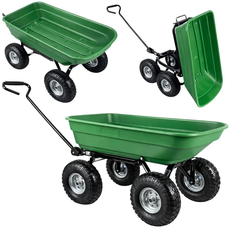 Carrello da giardino con pianale ribaltabile rimovibile, colore verde