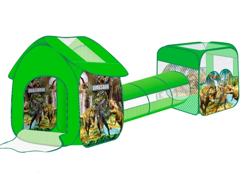 Parco giochi per bambini 3 in 1: tenda, casetta, piscina, dinosauri