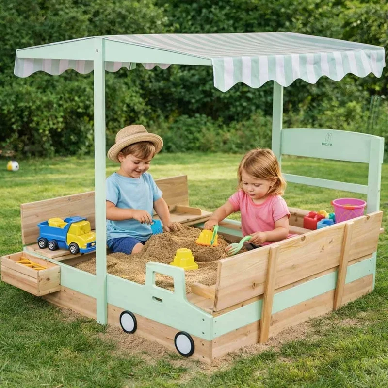 SABBIERA per bambini sabbiera in legno con tettoia e panche