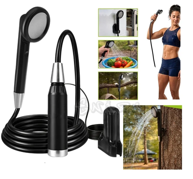 Doccia portatile da campeggio con pompa da 2200 mAh, wireless USB, impermeabile