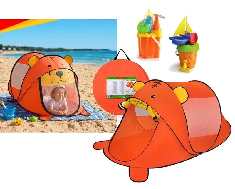 Tenda da spiaggia Tenda da gioco bambini Tigro con set secchiello palette pop-up