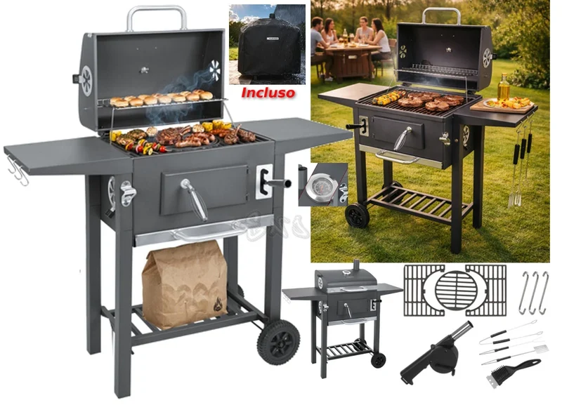 Grande barbecue a carbonella da giardino+ accessori