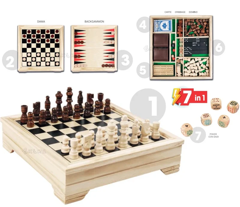 Scacchiera contenitore con giochi