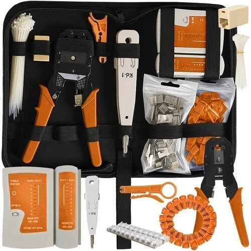 Kit tester cavo rete LAN RJ45 RJ11 pinza crimpatrice plug ethernet custodia