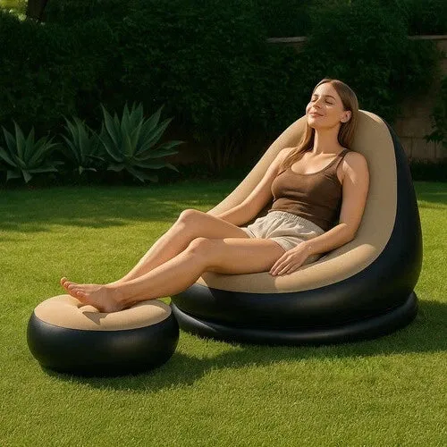 Poltrona Gonfiabile con Poggia Piedi da giardino Sedia lettino gonfiabile+ pompa