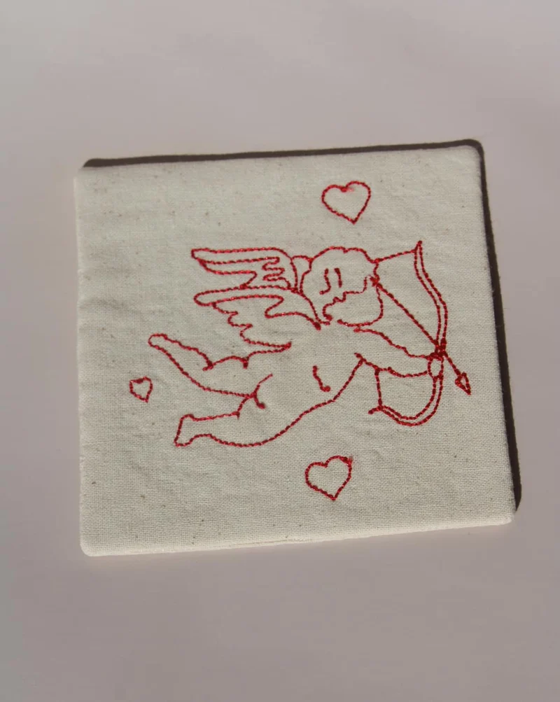 Amour Handsewn Embroidered Coaster