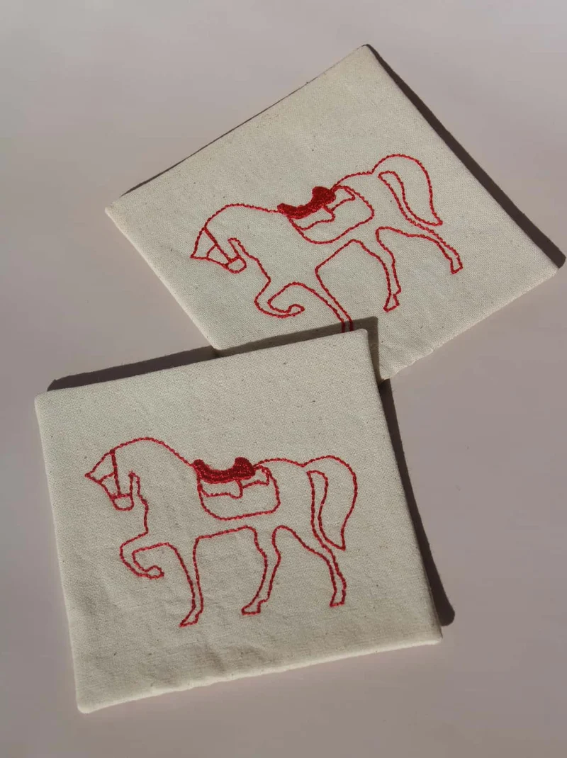 Cavalier Handsewn Embroidered Coaster