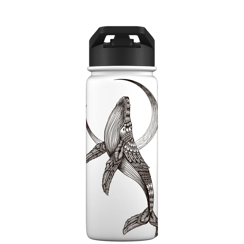 Water bottle with straw - Gen 2 Whale Aztec Pattern