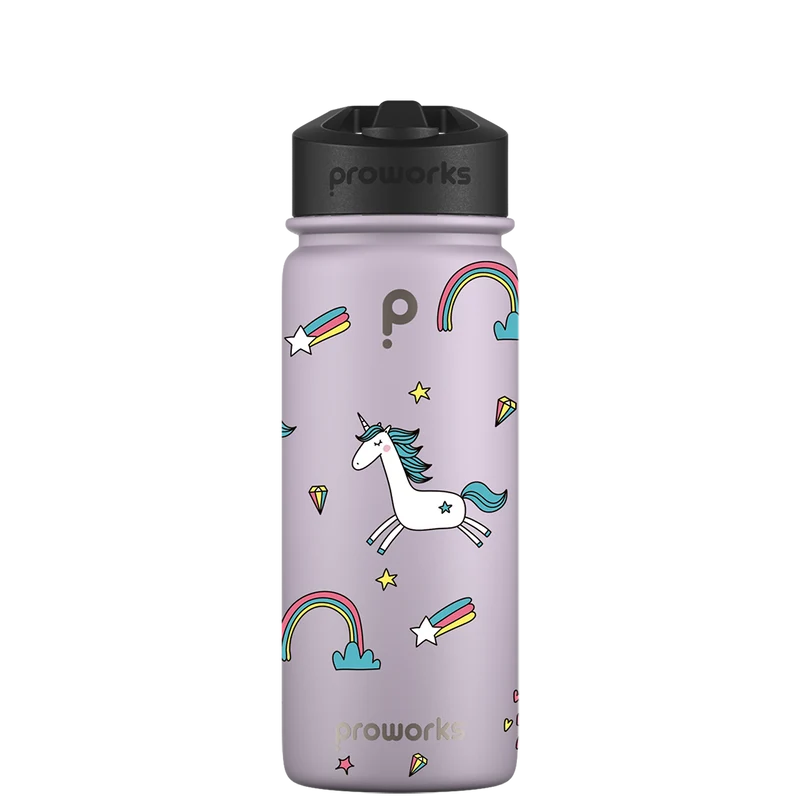 Water bottle with straw - Gen 2 Unicorn Paradise Pattern
