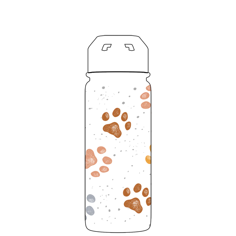 Water bottle with straw - Gen 2 Pawprint Paradise Pattern