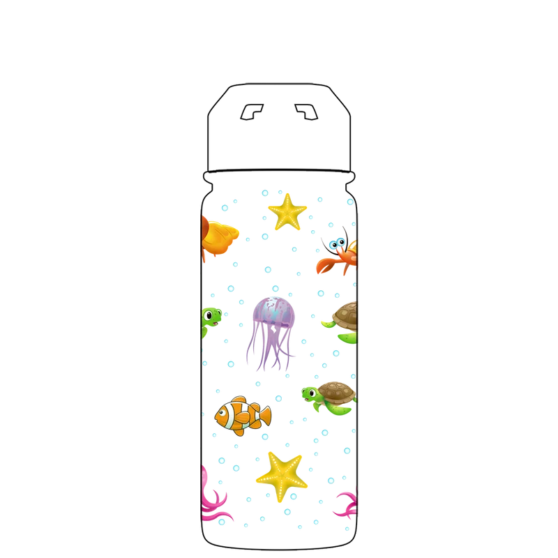 Water bottle with straw - Gen 2 Marine Life Pattern