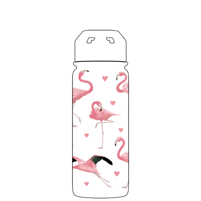 Water bottle with straw - Gen 2 Flamingo Pattern