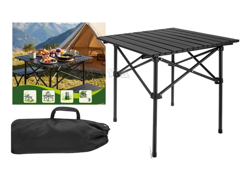 Tavolo da giardino pieghevole, tavolo pieghevole per balcone, terrazzo, colore nero