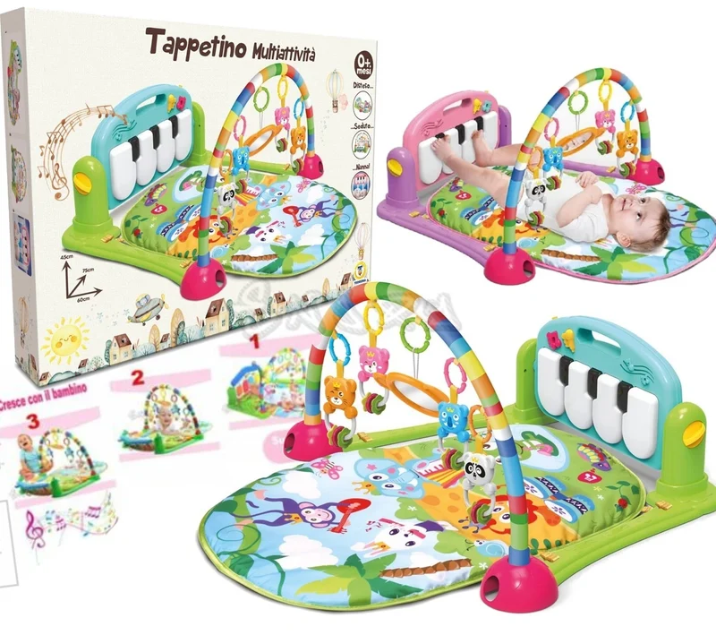 Palestrina tappeto neonato 3 in 1 pianoforte con luci suoni e peluche