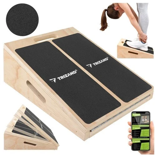 Tavola Inclinata Regolabile in Legno Pedana Fitness Stretching, Squat, Polpacci