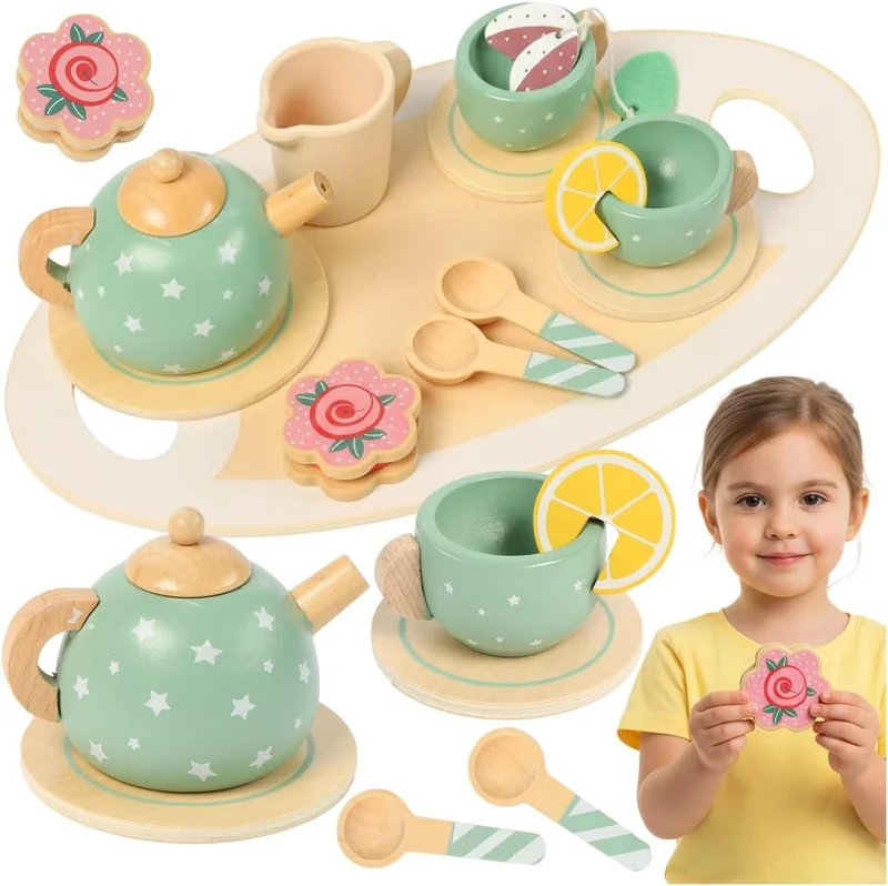 Gioco set per il tè bambini+ accessori Giocattolo in legno dolci gioco