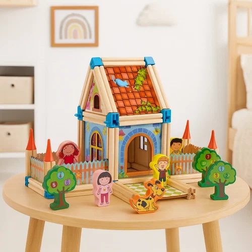 costruzioni per bambini set fattoria animali casetta con accessori blocchi costruzione
