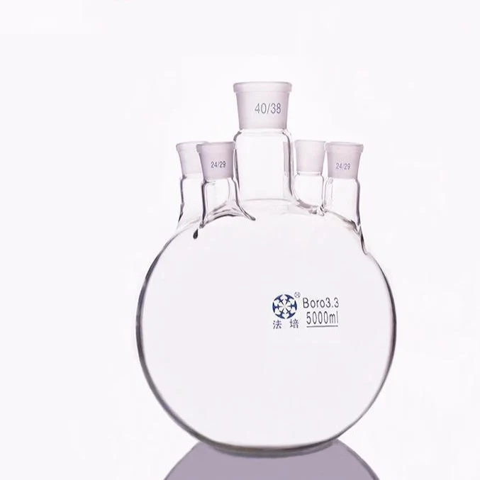 Pallone a cinque colli a fondo tondo, capacità da 250 a 5.000 ml
