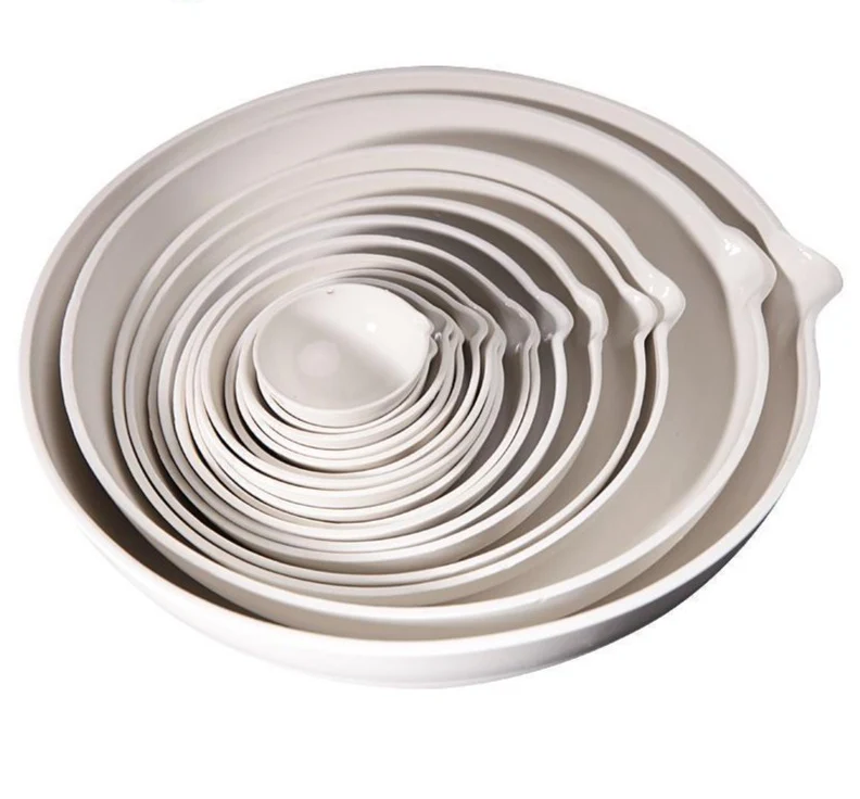 Vaschetta evaporante con fondo tondo, porcellana, capacità da 35 a 5.000 ml