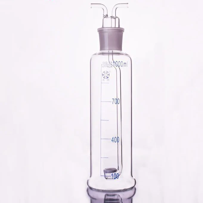 Bombola lavaggio gas acc. a Drechsel con fritta, graduata, da 250 a 1.000 ml