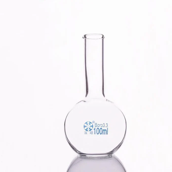 Pallone a fondo piatto con collo lungo, da 50 a 3.000 ml